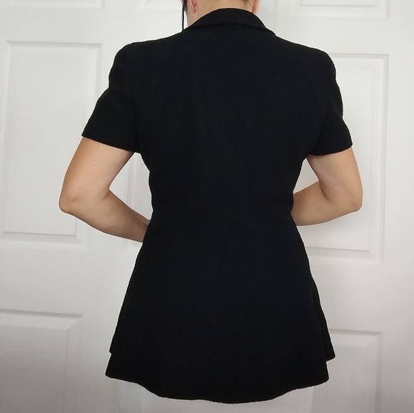 Chanel Vintage Spring 1995 Black Gold CC Logo Peplum Tweed Jacket 6 - Picture 3 of 14